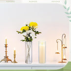2 Pcs 12 Inch Tall Glass Ribbed Cylinder Vases Clear Floating Candle Flower Vase in Bulk, Hurricane Candle Holder for Wedding Housewarming Gift Table Centerpieces