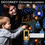 DECORKEY Fall Christmas Golden Decorations for Home, 17''&13'' Metal Candle Lanterns Decorative Outdoor&Indoor, Modern Hanging/Tabletop Candle Holders for Porch Patio Wedding Decor