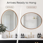 OVALCREST - Oval Wooden Beveled Wall Mirror for Home Decor, Bathroom, Vanity, Bedroom, Living Room, Hallway - London Style (Gold Spray) 25.1 x 31.1