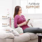 Nestl Reading Pillow Standard Bed Pillow, Back Pillow for Sitting in Bed Shredded Memory Foam Chair Pillow, Reading & Bed Rest Pillows White Back Pillow for Bed, Bed Chair Arm Pillow with Pockets