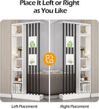 Wall Room Divider, Storage Cabinet Storage Display with Shelves, Modern Freestanding Wood Room Divider Screen, Wall Privacy Screens for Home Decorative (White+Black,31.5" L x 9.5" W x 79.5" H)