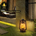 Lantern LED Battery Powered Camping Lamp Outdoor Hanging Lantern Flickering Flame Rechargeable Retro Lanterns Remote Control 4 Modes Light Non-Solar 2 Pack