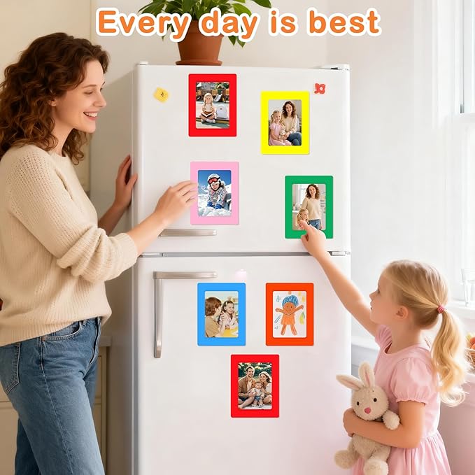 36 Pack 4 x 6 Inch Colorful Magnetic Photo Frames - Reusable magnetic frames for refrigerator for Back to School, Classroom, Office, Home, Back to Locker (Multiple Colors)