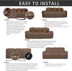 Easy-Going 8 Pieces Recliner Sofa Stretch Sofa Slipcover Sofa Cover Furniture Protector Couch Soft with Elastic Bottom Kids, Spandex Jacquard Fabric Small Checks Brown