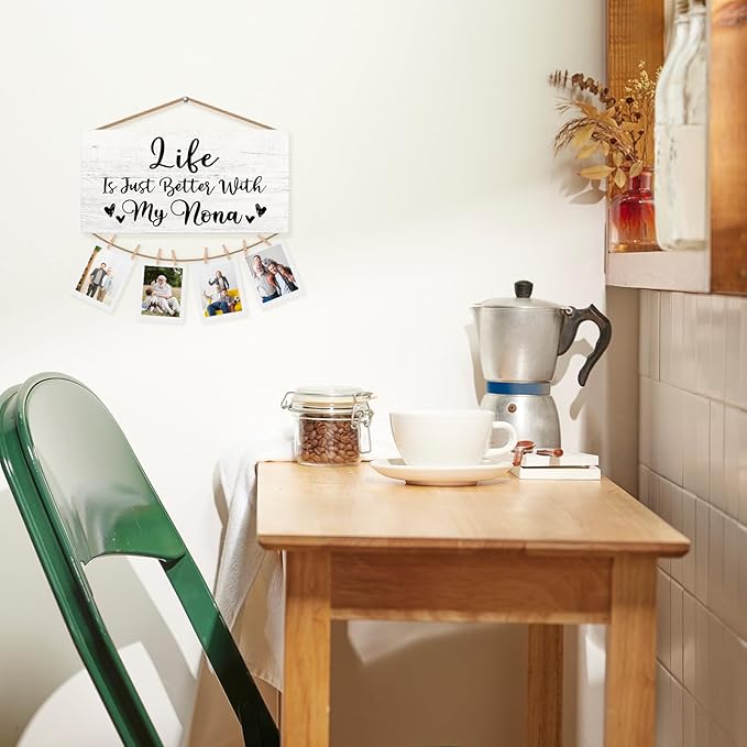 Nona Gifts Picture Frame Photo Holder for Wall, Birthday Gifts for Nana Grandma, Thank You Grandmother Nanny Gift from Grandchildren Grandkids Hanging Photo Display
