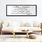 Be Strong And Courageous Sign Bible Verse Framed Wall Art, 40''×15'' Rustic Religious Christian Proverbs 3:5-6 Sign, Horizontal Holy Inspirational Catholic Scripture Decor