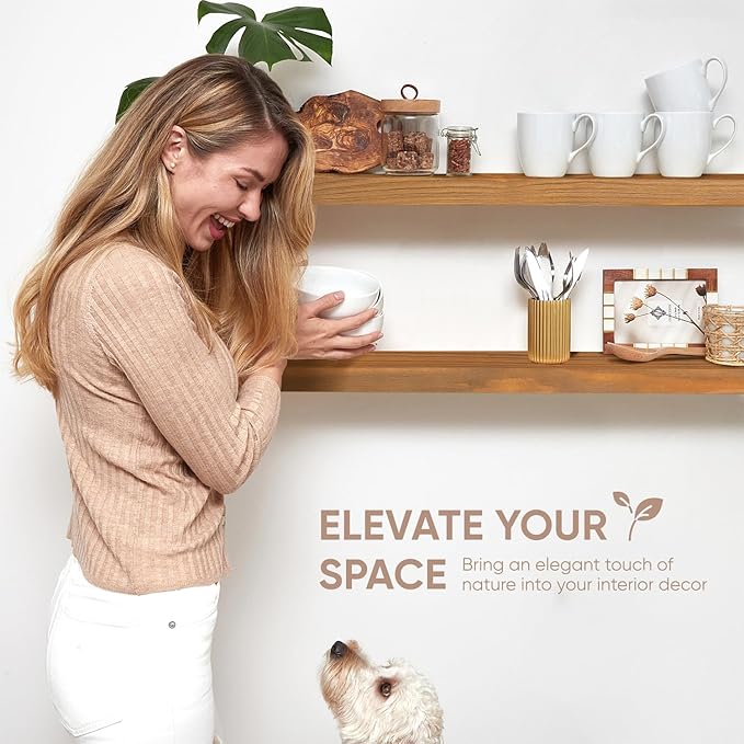 Homeforia 48 inch Golden Oak Floating Shelf, High End Solid Real Wood 48inch Small Floating Shelves for Wall Mounted, Oak Wooden 48in Floating Shelves, Heavy Duty Bracket, 48 X 6.5 X 1.75 in, Set of 3