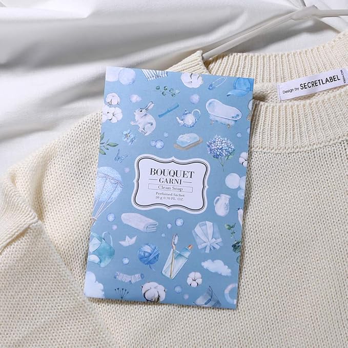 Sachet Clean Soap 2 Count 20g Each - Long Lasting Rich Fragrance - Room and Closet Deodorizer Freshener for Home - Closet Odor Eliminator - Silk Layon Overlaid Packing Technique