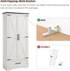 72" Tall Wood Storage Cabinet, Farmhouse Kitchen Pantry Cabinet with Adjustable Shelves & Drawer & Barn Doors, Versatile Storage for Kitchen, Dining Room, Bathroom, Antique White