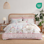 Floral Comforter Set Queen Size - 3 Pieces Lilac White Floral Comforter Bedding Sets Reversible Pattern,Queen Bed in a Bag with Flowers Comforter and 2 Pillowcases