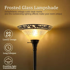 Luvkczc Torchiere Floor Lamp for Living Room - 70" Victorian Standing Lamp with Etched Glass Shade, Corner Floor Lamps for Bedroom/Office