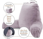 Nestl Reading Pillow Large Bed Pillow, Back Pillow for Sitting in Bed Shredded Memory Foam Chair Pillow, Reading & Bed Rest Pillows Dusty Purple Back Pillow for Bed, Bed Chair Arm Pillow with Pockets