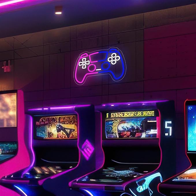 wootfairy Gamer Neon Sign, Led Light for Gaming Room Wall Decor, Dimmable Neon Light for Boys Room Decor, Blue and Pink Light Up Signs for Man Cave & Bedroom, Gamer Gifts for Teens, Boys, Kids