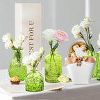 Green Glass Bud Vase Set,20Pcs Small Glass Vase for Flowers, Clear Bud Set in Bulk,Mini Single Vintage Style for Centerpiece for Rustic Wedding Decorations Home Table Flower Décor