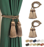 Fenghuangwu Curtain Tiebacks Handmade Decorative Curtain Holdbacks Rope with Tassel (flaxen, 2P)