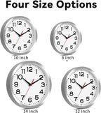 Wall Clock Silent Non-Ticking Modern Clock Battery Operated 8 Inch Small Classic Analog Decorative for Kitchen, Bathroom, Office, Bedroom, Home(Silver)