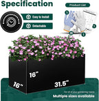 Galvanized Steel Metal Planter Rectangular Indoor Black Planter Box Large Outdoor Planters Steel 31.5" x 16" x 16" Commercial Residential for Patio, Deck, Garden