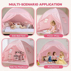 Sumbababy Full Size Bed Canopy for Kids：Girls Bed Tent Dream Privacy Sleeping Tents Indoor - Toddler Under Bunk Pink Tent - Girls & Boys Bedroom Privacy Space Sleeping Tents Gifts (Large Pink)