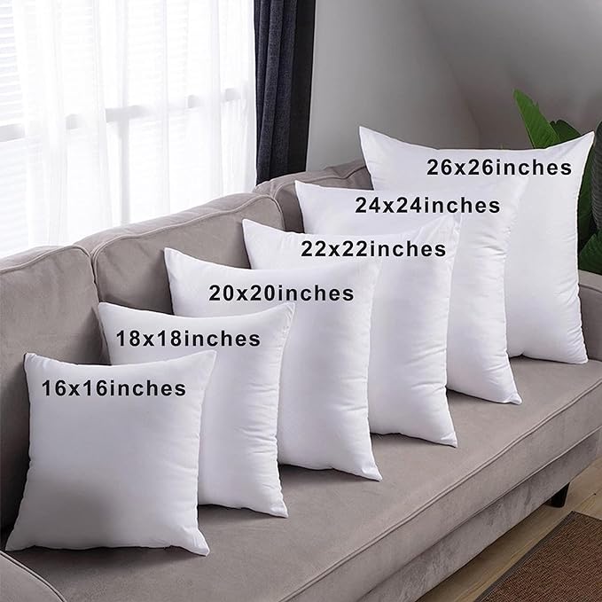 HITO 22x22 Pillow Inserts (Set of 2)- 100% Cotton Covering Down Alternative Throw Pillows White for Couch Bed Sofa