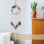 Rainbow 7 Agates Gemstone Dream Catcher 7 Chakras Tree of Life Dream Catcher with Healing Crystal Stones Handmade Dreamcatcher Wall Decor for Adults Boys Girls,Bedroom,Wedding,Garden,Bless Gift