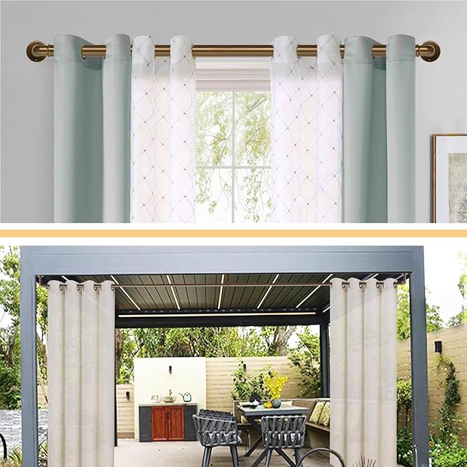 Industrial Curtain Rods 18 to 45 in,Blackout Curtain Rod,Adjustable Length,1 in Diameter Pipe,Wall or Ceiling Mounted,for Bedroom and Living Room (Coffee Gold 18” to 45”)