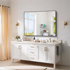 YIROMAN Bathroom Mirror for Wall 48"x36", Large Matte Black Bathroom Mirror with Metal Frame, Rectangular Vanity Mirror with Right Angles, Wall Mirror Hangs Horizontal or Vertical, Shatterproof