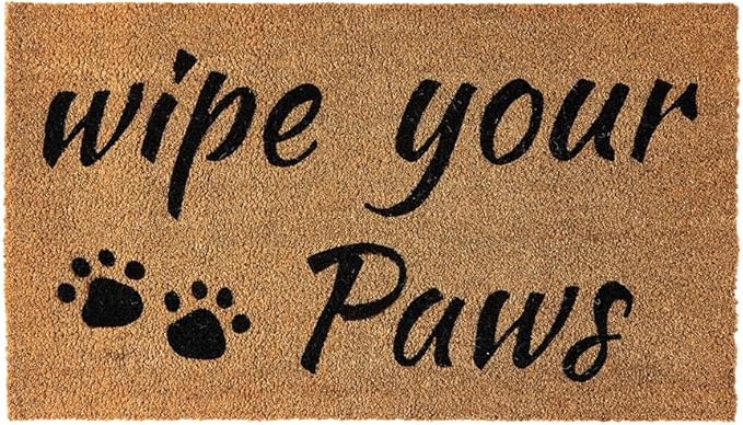 KANKUN Coco Coir Door Mat with Heavy Duty Backing, Welcome Doormat (17" x 30"), Doormat Entrance (Wipe Your Paws)