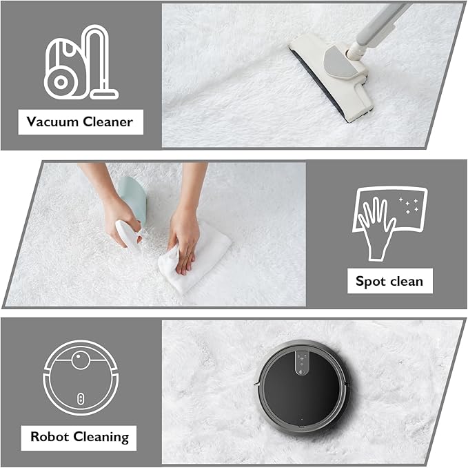 White Fluffy Round Area Rugs for Bedroom,4'X4'Shag Circle Area Rugs for Girls Room,Non Slip Fuzzy Plush Rug for Kids Room Living Room and Dorm Home Decor Rug