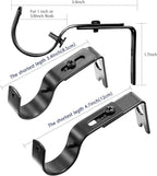 Frienda 12 Pcs Curtain Rod Brackets Adjustable Holder Wall for 1 Inch Diameter Curtain Rod General Bracket Hooks with Screws (Bright Black)