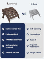 KINGYES Folding Adirondack Ottomans Set of 2 for Adirondack Chair, Coffee