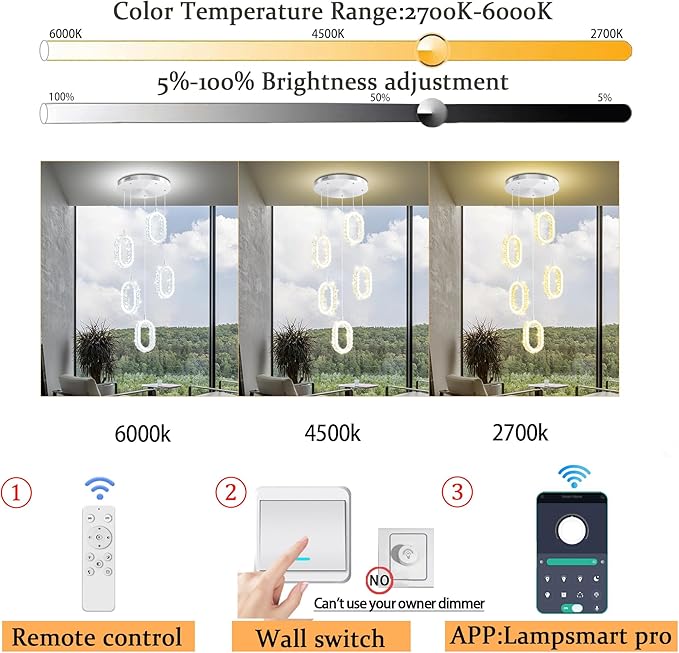 Silver 5-Light Chandelier Pendant Light for Kitchen Island, Dimmable Oval Crystal Ring Chandelier for Dining Room, Hallway, Entryway, Passway, Bedroom, Balcony Living Room