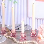 12pcs Pink Candlestick Holders, Pink Glass Candle Holders for Pillar Candles, Taper Candle and Tealight Candles, Taper Candle Holders for Wedding, Table Centerpiece