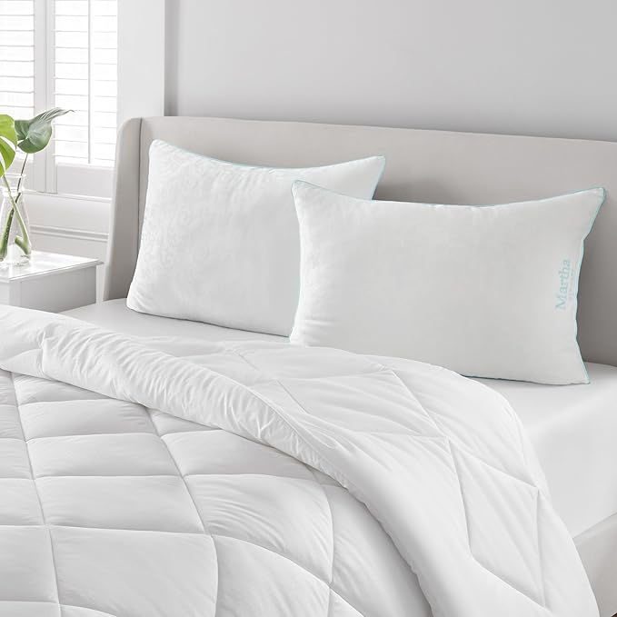 MARTHA STEWART Heirloom Jacquard 2 Piece Bed Pillow Set, 385 TC, Down-Alternative, Standard/Queen