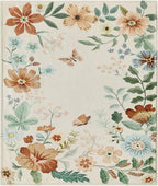 Lahome Floral Beige Soft Throw Blanket for Bed，Spring Botanical Aesthetic Blankets for Women Cute, Thick Warm Cozy Throws for Girls Sofa Chair Home Decor, Beige 50''x60''