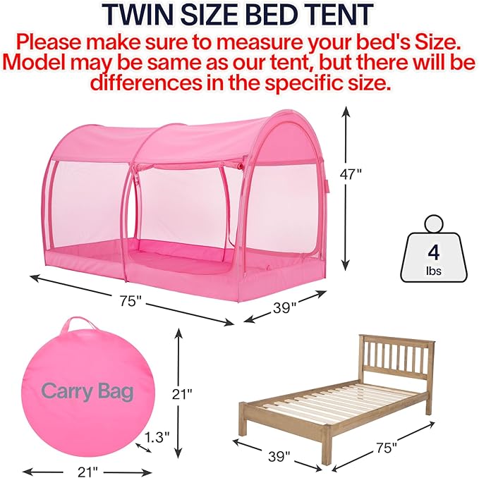 LEEDOR Bed Tent Dream Tents Bed Canopy Shelter Cabin Indoor Privacy Warm Breathable Pop Up Twin/Full/Queen for Kids and Adult Patent Pending(Mattress Not Included)