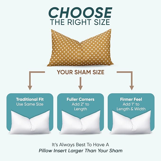 Pillowflex Synthetic Down Pillow Insert - 20x30 Down Alternative Pillow, Ultra Soft Queen Bed Sleeping Pillow, Large Rectangle Sham - 1 Decorative Pillow Form