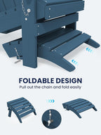 KINGYES Folding Adirondack Ottomans Set of 2 for Adirondack Chair, Navy