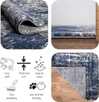 Keen Home Design Area Rugs - 5x8 Non-Shedding, Abstract Rugs for Kitchen, Living Room, Bedroom, Dining Room, Entryway - Size: 5'3" x 7'7", Navy/Grey/White