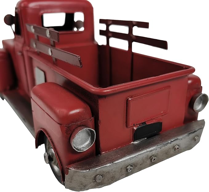 YCHTEWY-Iron Classic Red Truck Pick-up Model Collectible Vehicle Decoration, Metal Truck Christmas Decor ，Unique Blend of Vintage, Rustic, Farmhouse Truck Decor for Table Top Decor. (A)…