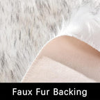 Latepis White with Grey Tips Round Rugs 5ft Washable Faux Sheepskin Fur Rug Fluffy Area Furry Rug for Living Room Bedroom Room Decor