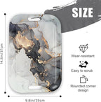 Serving Trays with Handles, 14.5 x 9.8 inch Rectangular Plastic Tray for Restaurant, Kitchen, Gray and Golden Marble