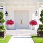 Artificial Fake Flowers for Outdoor Spring Decoration, 16 Bundles Faux Silk Colorful Daisy UV Resistant Realistic for Outside Porch Patio Home Yard Garden Planters Pots Window Box (Rose Red)