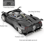 1/24 Car Model Compatible for Collectible Pagani Zonta HP Diecast Toy Car,Zinc Alloy Pull Back Cabriolet Vehicles Toy with Sound and Light for Adult Boys Girls (Black)