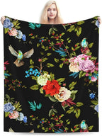 HGOD DESIGNS Wild Flowers Blanket for Women, Lightweight Soft Fleece Flannel Throw Blanket Peony Roses Sofa Couch Living Room 50x60 Inch