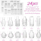 Bud Vases in Bulk 24, Small Glass Vase for Centerpieces, Vintage Vases for Decor, Mini Clear Single Flower Vase Bulk for Wedding Decor Rustic Decorative Christmas Vases Set Home Table Decorations