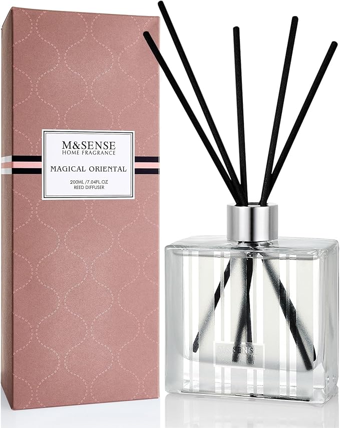 M&SENSE Magical Oriental Reed Diffuser Set - 7.04oz Diffusers for Home with Sticks, Shelf Decor for Bedroom Bathroom Office