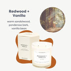 Calyan Wax Co. 2 Wick Candle, Redwood + Vanilla Scented Candle, 37 Hour Burn Time, Aromatherapy Soy Candles, Non Toxic & Vegan Soy Wax, Glass Tumbler Scented Candles, 8.8oz
