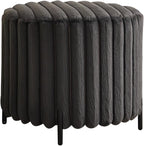 Furniliving Modern Round Ottoman, Large Size Bedroom Ottoman Footstool Round Ottomans Stool for Living Room, Bedroom, Makeup Room, Black, Faux Fur
