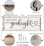 flowtorely Always Kiss Me Goodnight Wall Sign For Master Bedroom Above Bed Wall Decor 40''×15'' Large Rustic Solid Wood Frame For Farmhouse Couples Above bed Wall Art Decoration (White)
