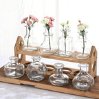 Bud Vases in Bulk Small Glass Clear Vase Set of 8 Different Shape Smooth Surface Vintage Mini Tiny Vases Modern Cute for Flowers Table Wedding Decor Centerpieces Home Party Dining Room